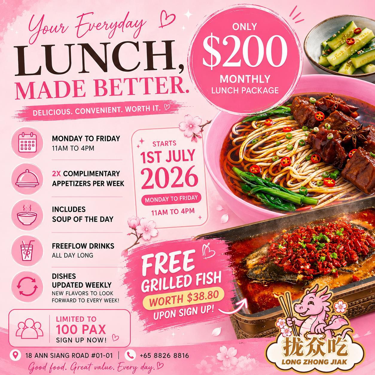 $200 monthly lunch package