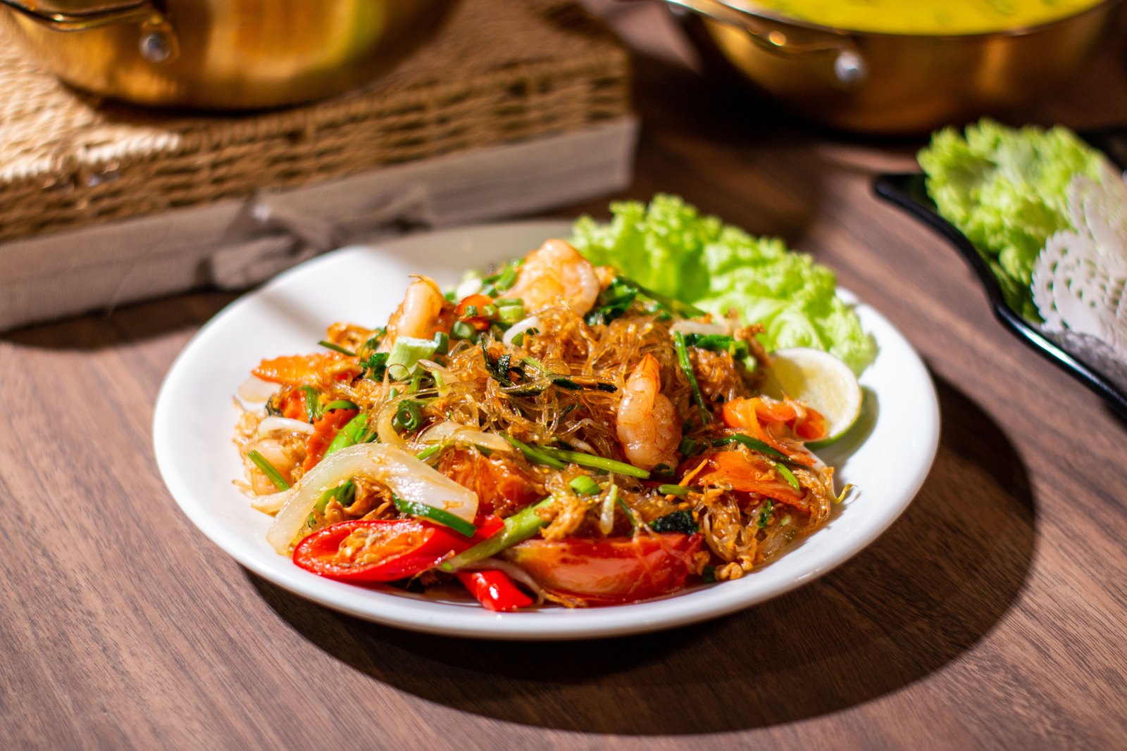 Stir-fried Glass Noodles with Prawn 泰式炒冬粉 配虾 — Hom Siam Thai, Singapore